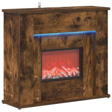 Vidaxl Kamin z LED-trakom Dimljen hrast 63 x 20 x 54,5 cm