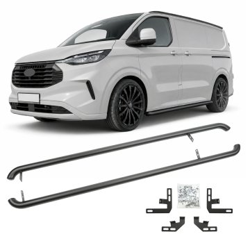 J&J Automotive Stranski okvirji iz nerjavečega jekla za Ford Custom 2 SWB 60mm 2024-Nad Črna