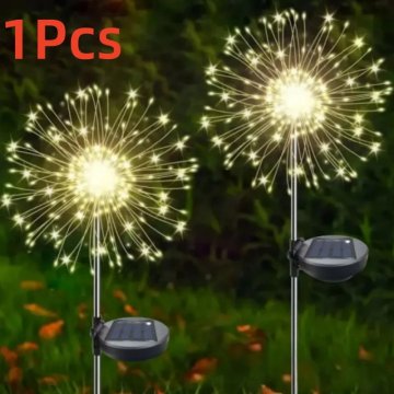 KJB Solarna vrtna svetilka v obliki ognjemeta, 120 LED, topla bela