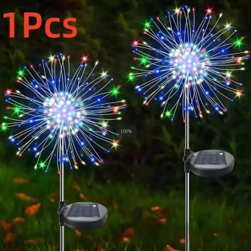KJB Solarna vrtna svetilka v obliki ognjemeta, 90 LED, večbarvna