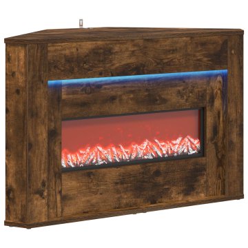 Vidaxl Kamin z LED-trakom Dimljen hrast 95 x 42,5 x 60 cm