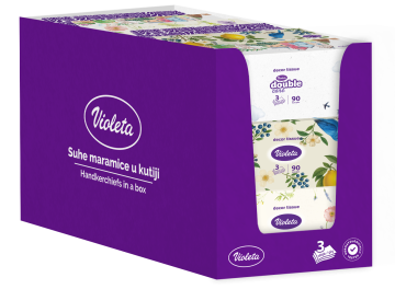 Violeta trislojni papirnati robčki, 90/1, 18 pakiranj