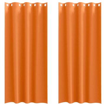 Vidaxl Zavese za zatemnitev z obroči 2 kos Svetlo oranžna 225 x 140 cm