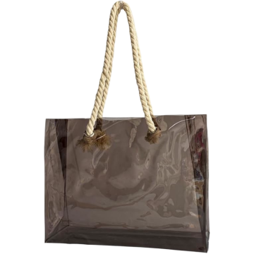 Ženska prozorna nakupovalna torba shopper PVC vodoodporna 36,5 x 32 x 12 cm črna plažna torba za potovanje nakupovanje in vsakodnevno uporabo