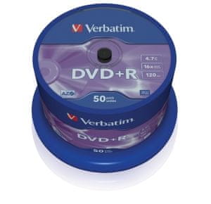 Verbatim DVD+R medij 4.7GB 16x, (43550) 50 na osiDVD+R medij 4.7GB 16x, (43550) 50 na osi