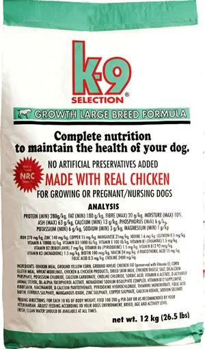 K-9 hrana za pse Growth Large Breed, 12 kg