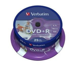 Verbatim DVD+R mediji 4,7 GB, 16x Inkjet Photo, 25 na osi