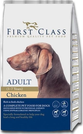 First Class hrana za odrasle pse, piščanec, 12 kg