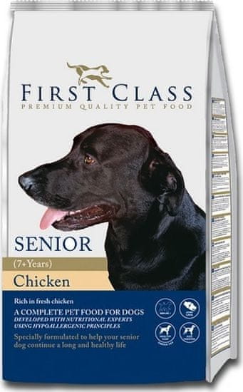 First Class hrana za starejše pse, piščanec, 12 kg