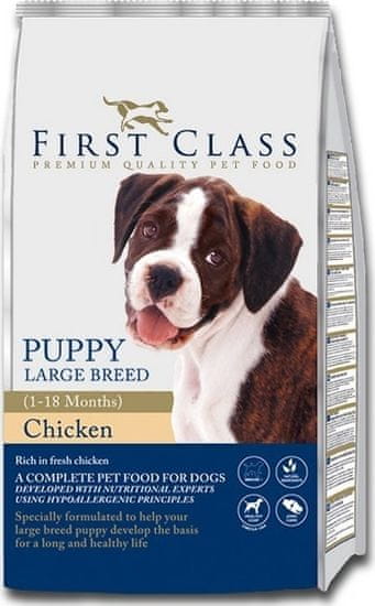 First Class hrana za pasje mladiče velikih pasem, piščanec, 12 kg