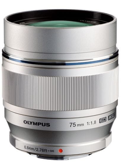 Olympus objektiv 75 mm M.ZUIKO DIGITAL ED f/1,8, srebrn