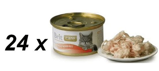 Brit mokra mačja hrana Care, piščančje prsi, 24 x 80 g