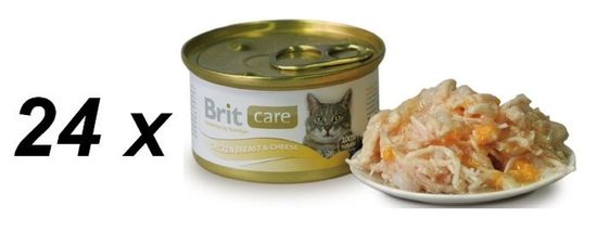 Brit mokra mačja hrana Care, piščančje prsi in sir, 24 x 80 g