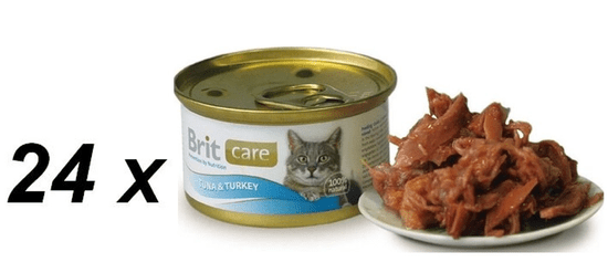 Brit mokra mačja hrana Care, tuna in puran, 24 x 80 g