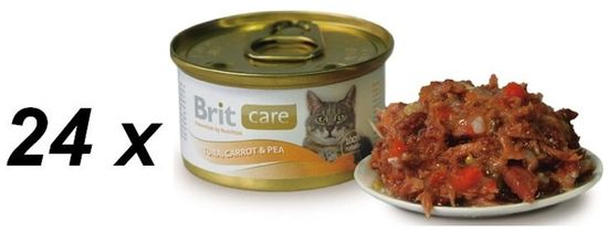 Brit mokra mačja hrana Care, tuna, korenje in grah, 24 x 80 g
