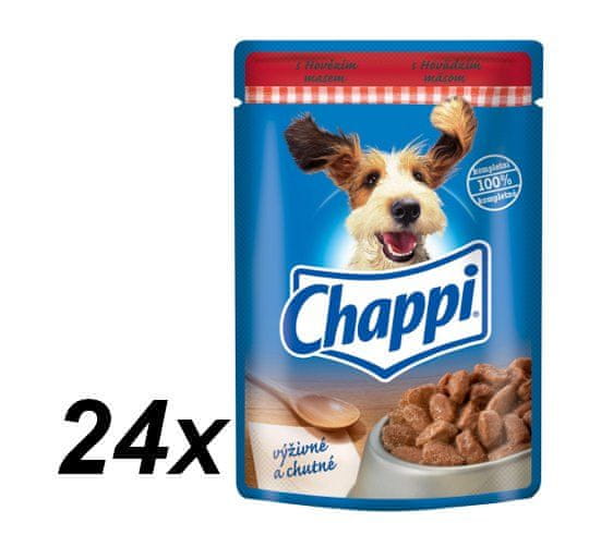 Chappi mokra hrana za pse, goveje meso, 24 x 100 g