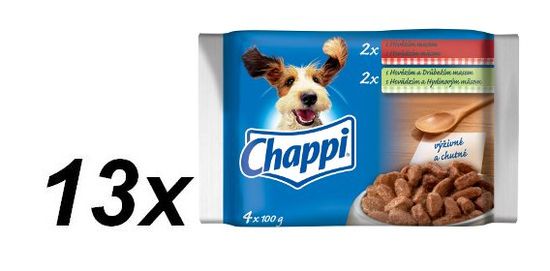Chappi mokra hrana za pse, piščanec in govedina, 13 x ( 4 x 100g )