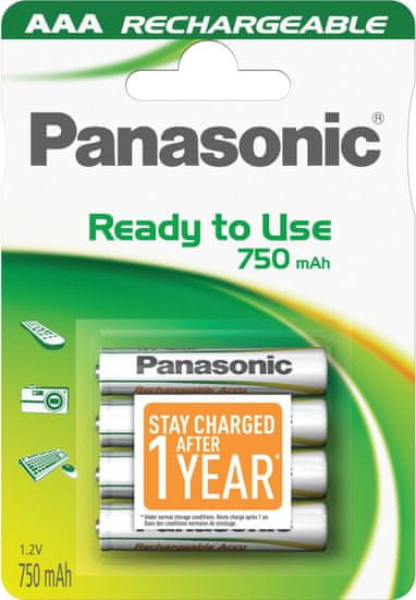 Panasonic polnilna baterija AAA HHR-4MVE, 4 kosi