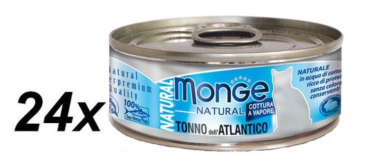 Monge kozervirana hrana za mačke Natural, tuna, 24 x 80 g