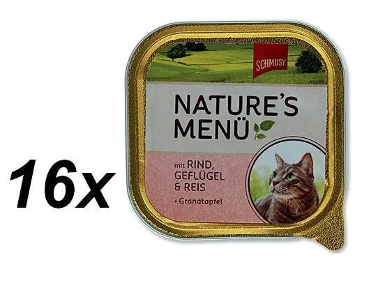Schmusy hrana za mačke Nature, govedina in perutnina, 16 x 100 g