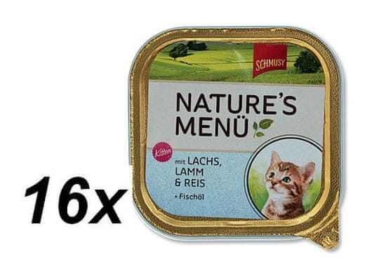 Schmusy hrana za mačke Nature Junior, losos in jagnjetina, 16 x 100 g