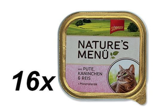 Schmusy hrana za mačke Nature, puran in zajec, 16 x 100 g