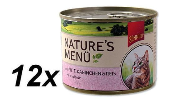 Schmusy hrana za mačke Nature, puran in zajec, 12 x 190 g