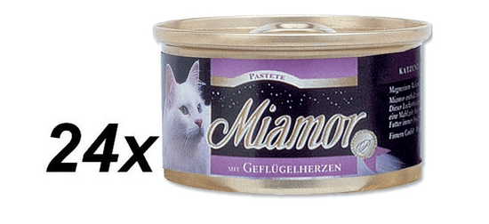 Finnern pašteta za mačke Miamor, perutninska srca, 24 x 85 g
