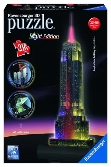 Ravensburger 3D sestavljanka Empire State Building ponoči, 216 kosov