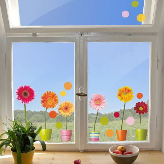 Crearreda dekorativna nalepka za okno, gerbere (64003)