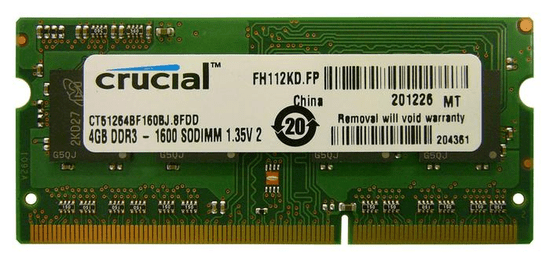Crucial DDR3 4GB 1600 MHz (CT51264BF160BJ) Pomnilnik (RAM) za prenosnik - Odprta embalaža