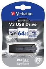Verbatim Store'N'Go V3 USB ključ, 64GB, črn (49174)