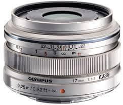 Olympus objektiv M. Zuiko Digital EW-M1718 17 mm 1:1,8, srebrn