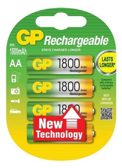 GP baterija Ni-Mh velikost AA (1800 mAh), 4 kosi