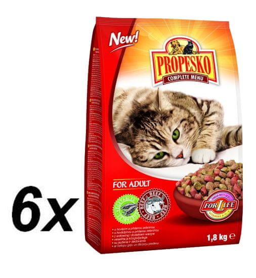 Propesko hrana za odrasle mačke, zelenjava in govedina, 6x1,8 kg