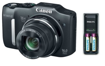 Canon Digitalni fotoaparat SX160 IS, črn + Darilo polnilec in polnilne baterije