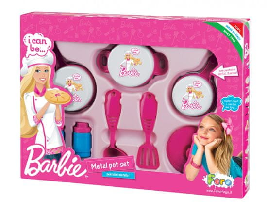 Faro komplet posod in pripomočkov Barbie, kovinski