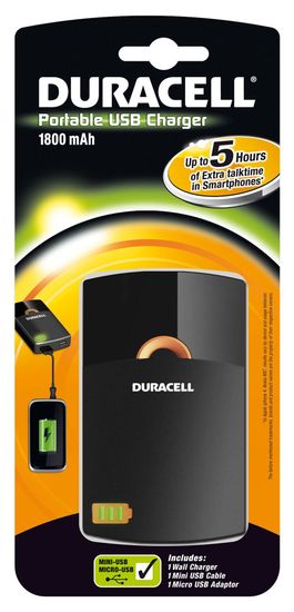 Duracell prenosni USB polnilnik 1800 mAh Li-Ion baterija