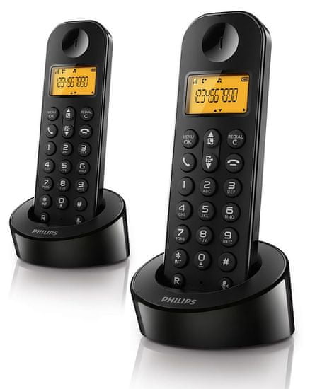 Philips brezžični DECT telefon D1202B Duo