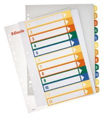 pregradni karton, A4, 12-delni, barvni