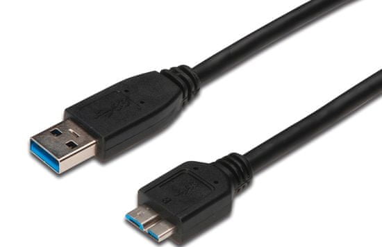 Digitus kabel USB 3.0 A-B mikro 1 m, črn