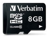 Verbatim microSD kartica, 8 GB, HC Class 10, z adapterjem