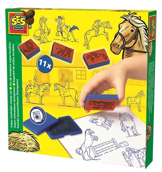 SES set štampiljk - konji (pralne barve)