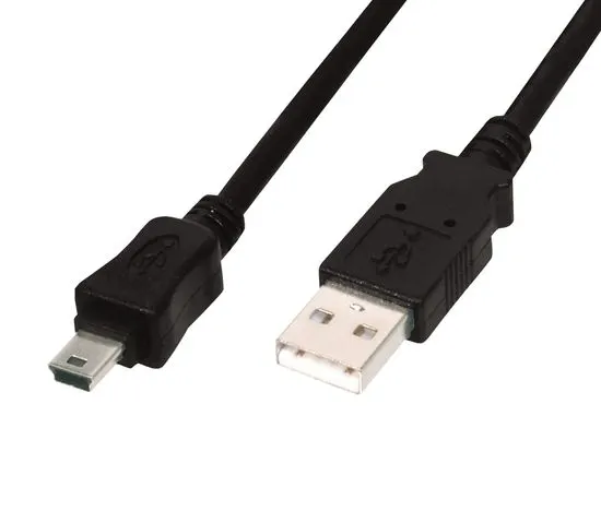 Digitus kabel USB A-B mini 1,8 m, dvojno oklopljen, črn