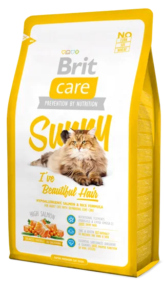 Brit Care Cat Sunny I´ve Beautiful Hair mačja hrana za čudovito dlako, 7 kg
