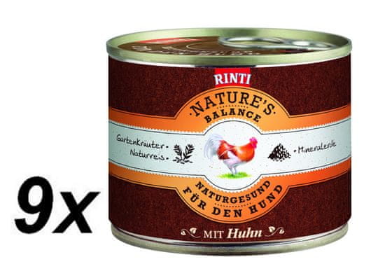 RINTI Nature´s Balance mokra hrana za pse, piščanec, rjavi riž in jajca, 9 x 185 g