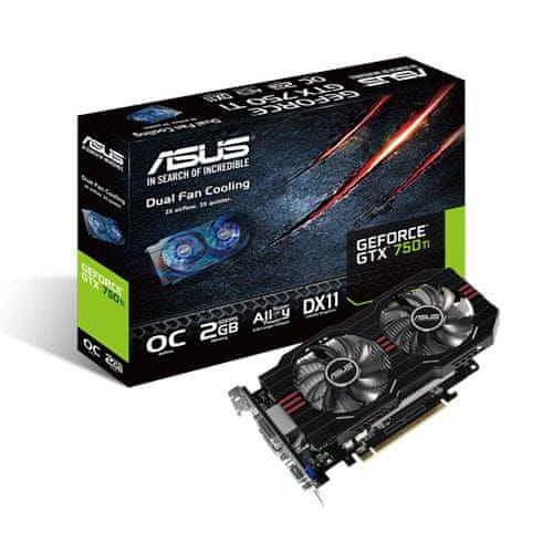 ASUS grafična kartica GeForce GTX 750 Ti, 2 GB, PCI-E (GTX750TI-OC-2GD5)