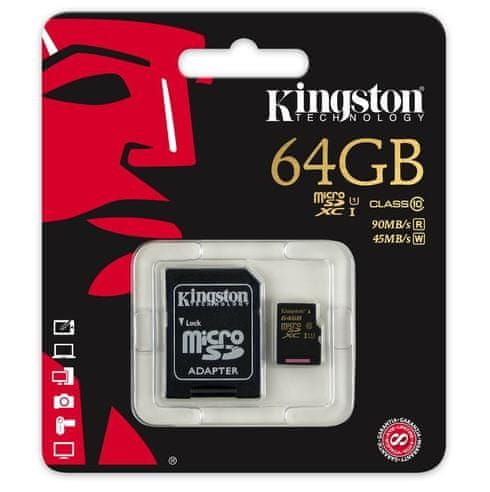 Kingston spominska kartica microSDXC 64GB z SD adapterjem (SDCA10/64GB)