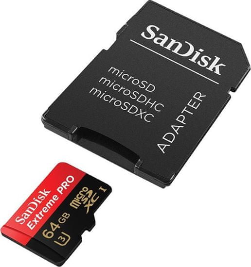 SanDisk pomnilniška kartica micro SDXC Extreme PRO 64GB C10 + adapter