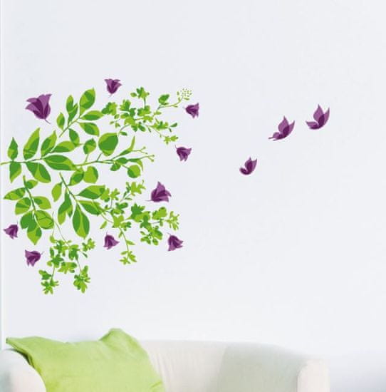Crearreda stenska dekorativna nalepka, listi in metulji M